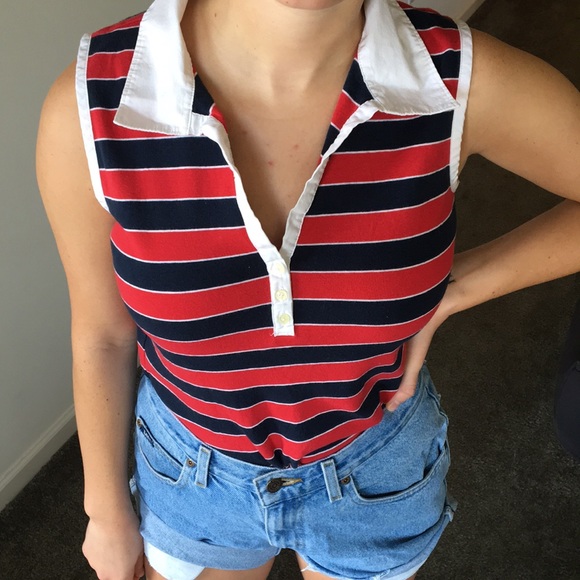 Tommy Hilfiger striped collar tank top - Picture 1 of 5